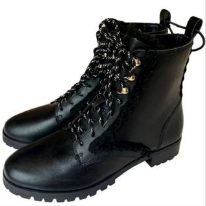 Brand NWOT and NWOB Kate Spade Racquelle Black Leather Combat Boots